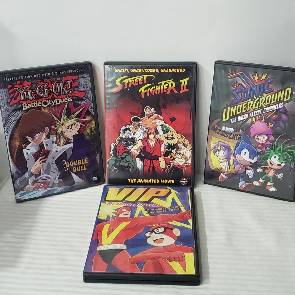 Dvd Lot 4 -Street Fighter II Yu-Gi-Oh Sonic Underground VIP My Brother Superman